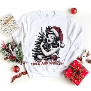 White Christmas Sweatshirt with Santa Hat Design